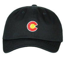 Load image into Gallery viewer, CO Flag Black Dad Hat
