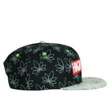 Load image into Gallery viewer, High Times Gray Leaf Black Snapback Hat
