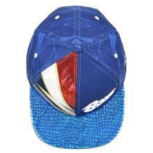 Load image into Gallery viewer, David Bowie Rhinestone Blue Snapback Hat
